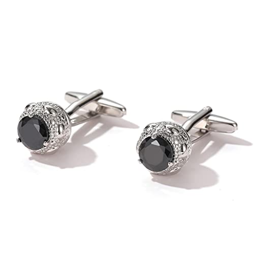 WIPPWER Men's Cufflinks Zircon Round Cufflinks Dress Shirt Cufflinks Button(E) von WIPPWER