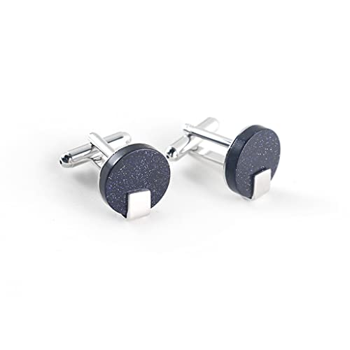 WIPPWER Men's French Cufflinks Round Gold Sand Stone Starry Sky Stone Cufflinks Shirt Button von WIPPWER