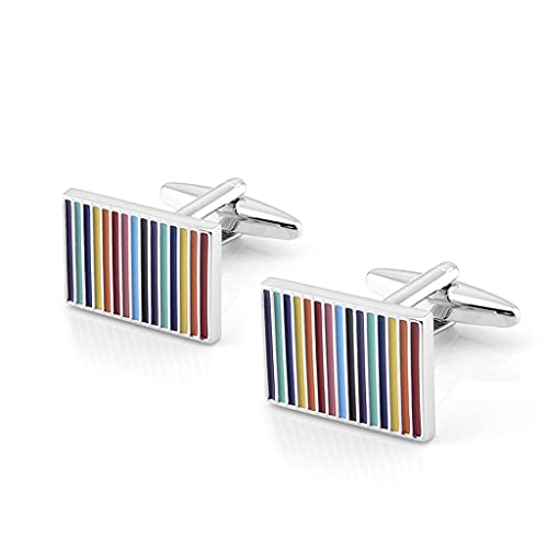 WIPPWER Men's French Shirt Cufflinks Colorful Striped Cufflinks Antioxidant and Durable Cufflinks von WIPPWER