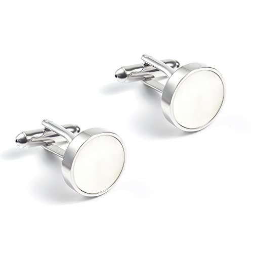 WIPPWER Men's French Suit Shirt Cufflinks Accessories White Shell Cufflink Nails von WIPPWER