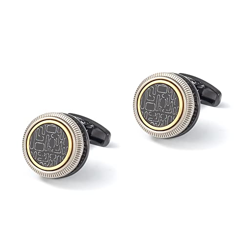 WIPPWER Men's Shirt Cufflinks High Grade Double-Layer Gun Black Alloy Metal Cufflinks French Cufflinks WIPPWER Men's Shirt Cufflinks High Grade Double-Layer Gun Black Alloy Metal Cufflinks French Cufflinks von WIPPWER