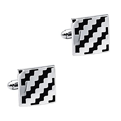 WIPPWER Men's Shirt Cufflinks High Grade Square Black Corrugated Enamel Metal French Cufflinks WIPPWER Men's Shirt Cufflinks High Grade Square Black Corrugated Enamel Metal French Cufflinks von WIPPWER