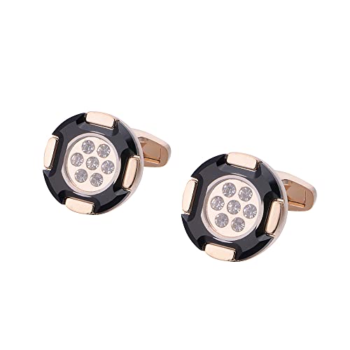 WIPPWER Men's Shirt Cufflinks Round Diamond Inlaid Rose Gold French Double Color Cufflink Sleeve Nails WIPPWER Men's Shirt Cufflinks Round Diamond Inlaid Rose Gold French Double Color Cufflink Sleeve Nails von WIPPWER