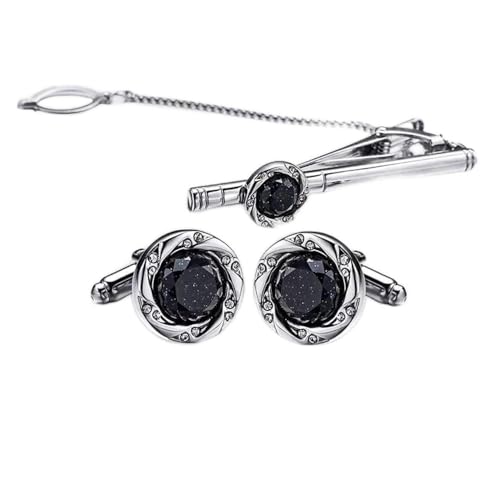 WIPPWER Men's Shirt Cufflinks Round Embossed Starry Time Crystal Premium Wedding Cufflinks Plated White Steel Cufflinks WIPPWER Men's Shirt Cufflinks Round Embossed Starry Time Crystal Premium Wedding Cufflinks Plated White Steel Cufflinks von WIPPWER