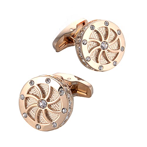 WIPPWER Men's Shirt Cufflinks Round Men's Cufflinks with Diamonds French Sleeve Nails Electroplated Rose Gold Sleeve Nails von WIPPWER