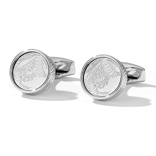 WIPPWER Men's Shirt Cufflinks Silver Pattern Round Silver Cuff Nail Buttons WIPPWER Men's Shirt Cufflinks Silver Pattern Round Silver Cuff Nail Buttons von WIPPWER