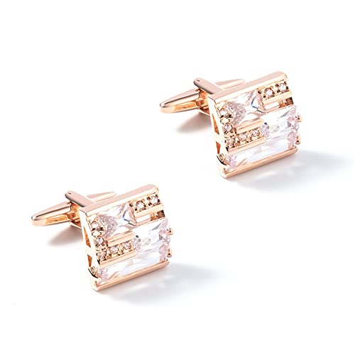 WIPPWER Men's Shirt Cufflinks White Square Crystal Zircon Cufflinks Cuff Nails French Shirt Cuff Buttons von WIPPWER