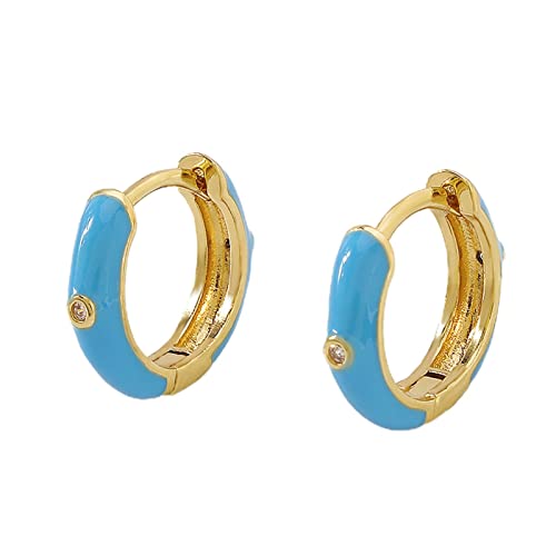 Ohrringe for Frauen, Huggie-Ohrringe, keine Reizung, Anti-Allergie-Creolen, Kreis, dekorative blaue Ohrringe for Frauen (Color : Beige, Size : B) von WIPPWER
