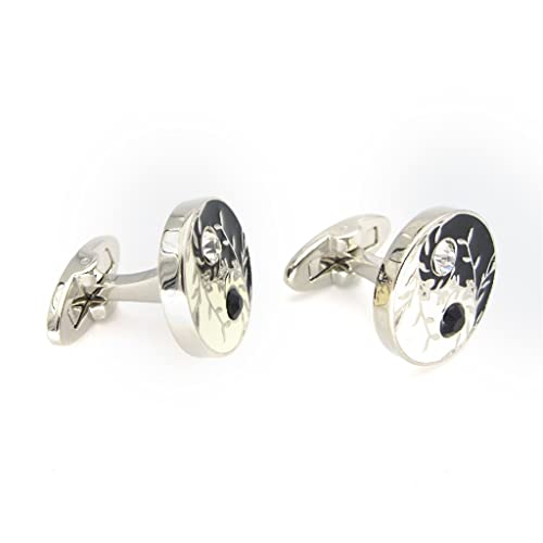 WIPPWER Tai Chi Cuff Links Black Color Crystal Eight Diagrams Design Shirt Cufflinks Wedding Party Cufflink von WIPPWER