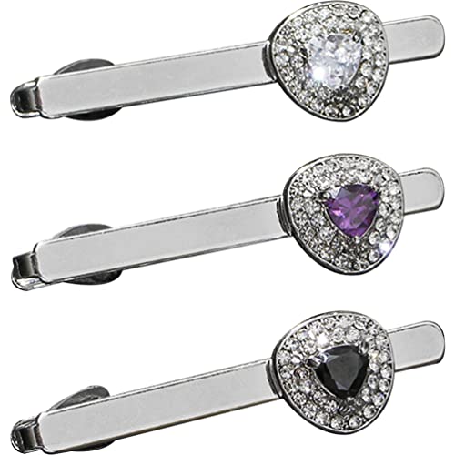 WIPPWER 3pcs Tie Bar Clip for Men Rhinestone Ties Necktie Wedding Anniversary Business Daily Life Tie Pin Clips von WIPPWER
