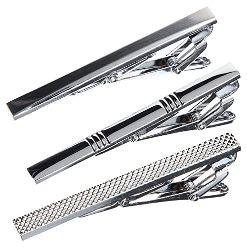 WIPPWER 3pcs Tie Clips for Men Classic Tie Bar Elegant Neck Ties Pinch Clip Silver Regular Necktie Best Gifts for Your Father Lover Friends in Xmas Anniversary Wedding Party Meeting von WIPPWER