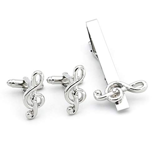 WIPPWER Art Series Steel Color Musical Symbols Cufflinks Tie Clips Set Men's Accessories Gifts French Shirts Cufflink Male Jewelry von WIPPWER