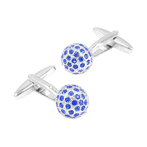 WIPPWER Blue Crystals Cufflinks for Mens Cuff Buttons Ball Cuff Links Wedding Fashion Jewelry von WIPPWER
