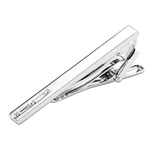 WIPPWER Boys Clip on Tie, Silver White Rectangle Stainless Steel Mens Ties Clip Unisex Tie Clip on for Women Birthday Gifts for Women Tie Accessories von WIPPWER