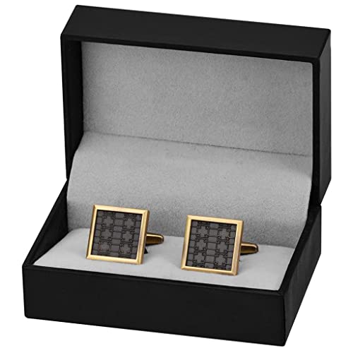 WIPPWER Bronze Stripe Cufflinks for Mens Square Cuff Buttons Cuff Links Man Wedding Party Cufflink von WIPPWER