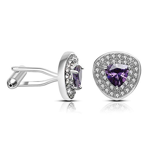 WIPPWER Business Cufflinks Men's Cufflinks Stylish Personality Triangle Zircon Business Shirt Accessories for Wedding for Business Wedding Gift(Purple) von WIPPWER