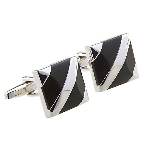 WIPPWER Business Cufflinks Men's Mosaic French Cufflinks Square Agate Pure Natural Deep Sea Shell Cuffs for Business Wedding Gift(Silver) von WIPPWER