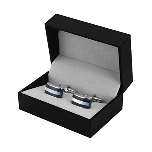 WIPPWER Classic Black White Shell Cufflinks for Mens Shirt Cuff Buttons Square Stone Cuff Links von WIPPWER