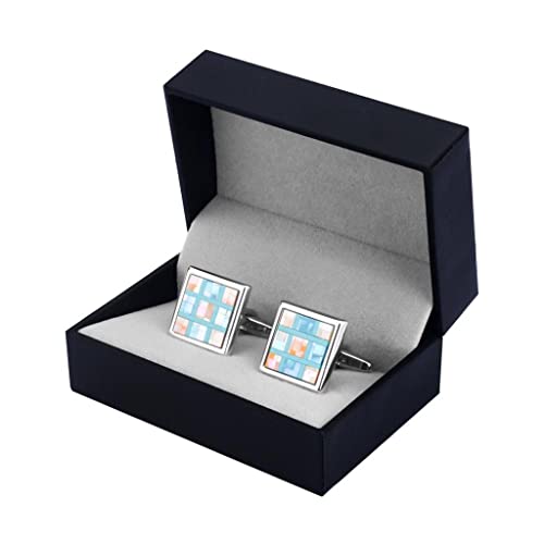 WIPPWER Colored Shells Grid Cufflinks for Mens Shirt Cuff Button Square Cuff Link Jewelry von WIPPWER