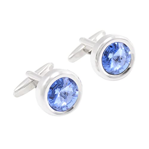 WIPPWER Crystal Cufflinks for Mens Shirt Cuff Buttons Round Cuff Link Wedding Groomsmen Jewelry von WIPPWER