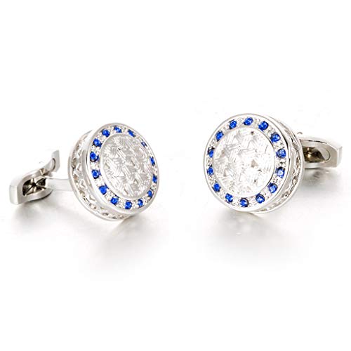WIPPWER Cufflinks Brand Party Wedding Gift Suit Shirt Button Blue Crystal Cuff Links von WIPPWER