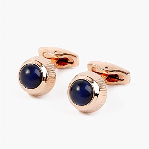 WIPPWER Cufflinks Men's French Shirt Cufflinks Inlaid Blue Crystal Rose Gold Cuff Nails Durable von WIPPWER