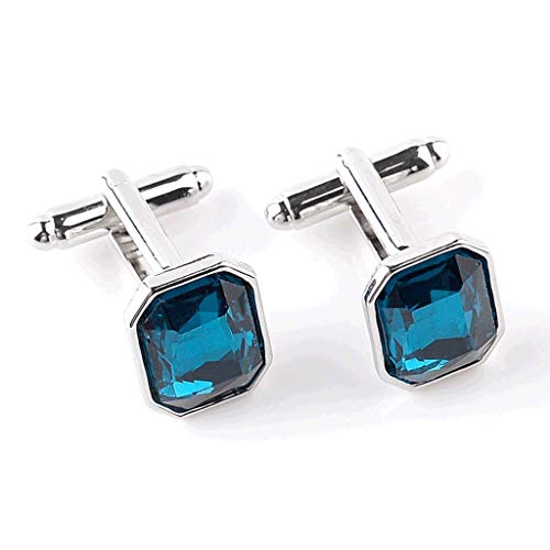 WIPPWER Fashion Men's Blue Crystal Business Cufflinks Classic Wedding Charm Jewelry Trendy French Shirts Casual Cuff Links Button von WIPPWER
