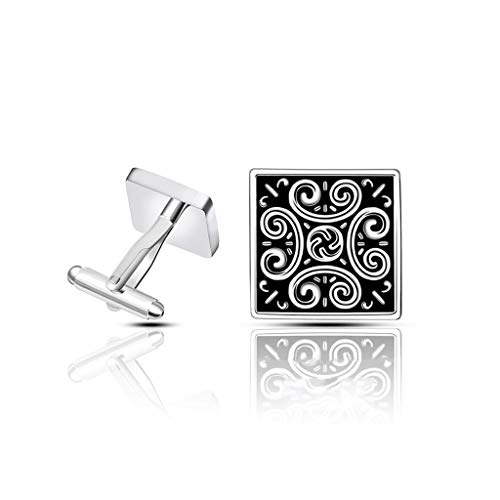 WIPPWER Fashion Wedding Shirt Cuff Button Classic Black Pattern Cufflinks Wholesale Price von WIPPWER