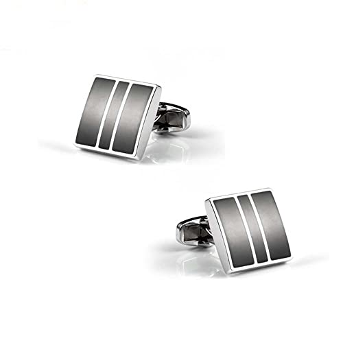 WIPPWER Jewelry Cufflinks Black Square Enamel Painted Cufflinks Men's Simple French Shirt Cuff Buttons von WIPPWER