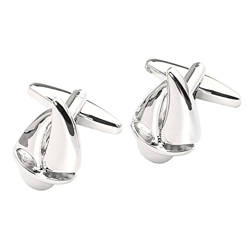 WIPPWER Jewelry Cufflinks Fun Sailboat Shape Glossy Metal Cufflinks Men's French Shirt Cuff Button Cuff Studs von WIPPWER