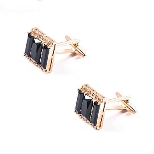 WIPPWER Jewelry Cufflinks High-Grade Black Square Crystal Zircon Cufflinks Men's Cuff Nails French Shirt Cuff Buttons von WIPPWER
