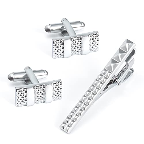 WIPPWER Jewelry Cufflinks High-Grade Electroplated Mesh Metal Collar Clip Cufflinks Set Men's French Cufflinks Tie Clip von WIPPWER