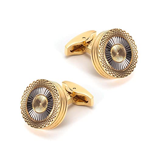 WIPPWER Jewelry Cufflinks High Grade Round Double Layer Electroplated Metal Cufflinks Wholesale Men's Gold Plated French Cufflinks von WIPPWER