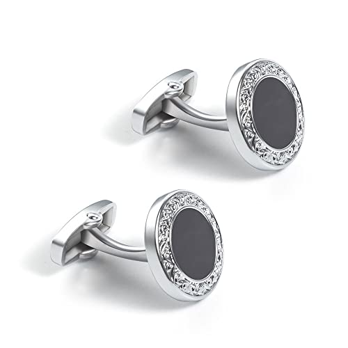 WIPPWER Jewelry Cufflinks High-end Men's French Shirt Cufflinks Fashion Versatile Round Enamel Cufflinks von WIPPWER
