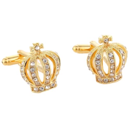 WIPPWER Jewelry Cufflinks Men's Cufflinks Gold Crown Cufflinks Dress Men's Shirt Cuff Stud Buttons von WIPPWER