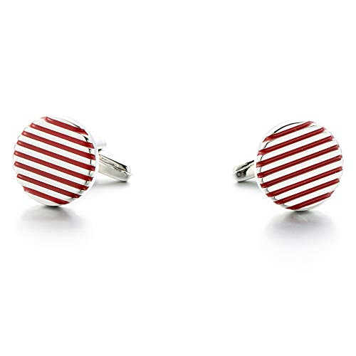 WIPPWER Jewelry Cufflinks Men's Cufflinks Shirt Cufflinks Fashion Red Stripe Cufflinks Wedding Cufflinks Set von WIPPWER