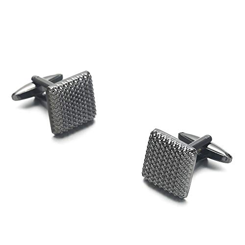 WIPPWER Jewelry Cufflinks Men's Shirt Cufflinks Checkered Cuffs Square Pattern Gun Black Cuff Nails von WIPPWER