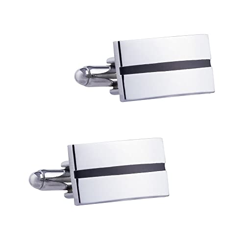 WIPPWER Jewelry Cufflinks Men's Shirt Cufflinks Classic Business Rectangle Black Stripe Enamel Cufflinks French Shirt Cufflinks von WIPPWER