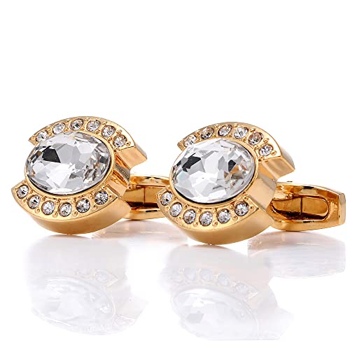 WIPPWER Jewelry Cufflinks Men's Shirt Cufflinks Crystal Large Zircon Cufflinks French Shirt Sleeve Stud Buttons von WIPPWER
