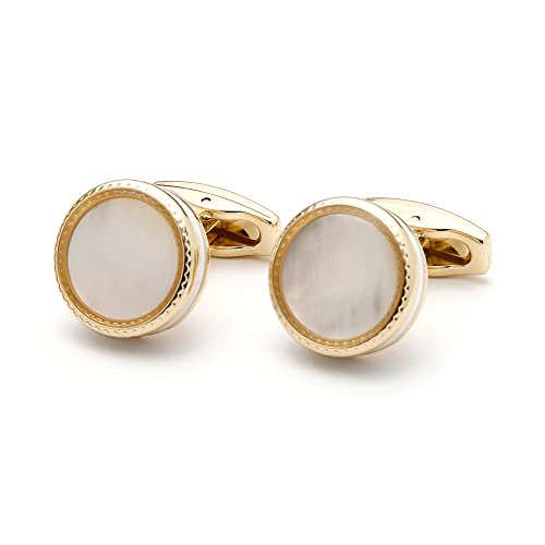 WIPPWER Jewelry Cufflinks Men's Shirt Cufflinks Fashion Simple Shell Gold Round Cuff Nail Buttons von WIPPWER
