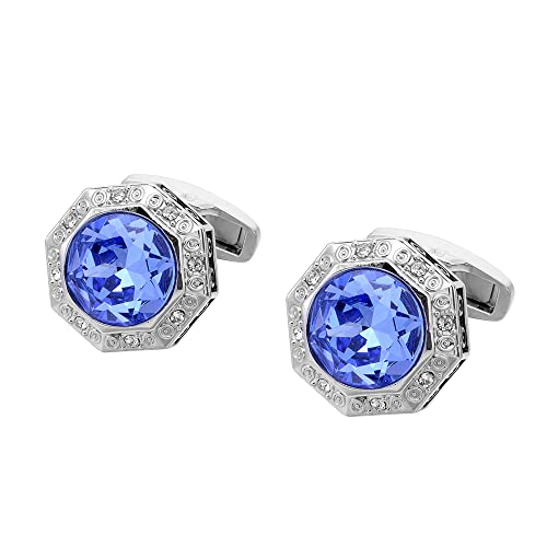 WIPPWER Jewelry Cufflinks Men's Shirt Cufflinks French Pattern Blue Crystal Cufflinks Men's Diamond Inlaid Cuffs Buttons Business Sleeve Nails von WIPPWER
