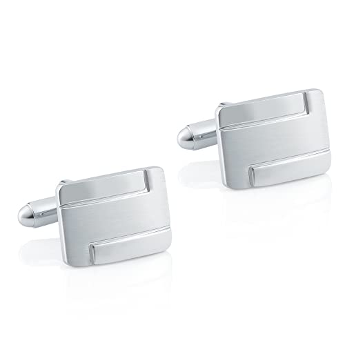 WIPPWER Jewelry Cufflinks Men's Shirt Cufflinks Galvanized Silver Square Brushed Metal Cufflinks Men's French Cufflinks von WIPPWER