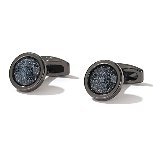 WIPPWER Jewelry Cufflinks Men's Shirt Cufflinks Grey Star Pattern Round Grey Shirt Cuff Nail Buttons von WIPPWER