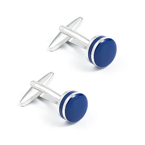 WIPPWER Jewelry Cufflinks Men's Shirt Cufflinks High Grade Blue Gutta Enamel Metal Cufflinks for Men's Business French Cufflinks von WIPPWER