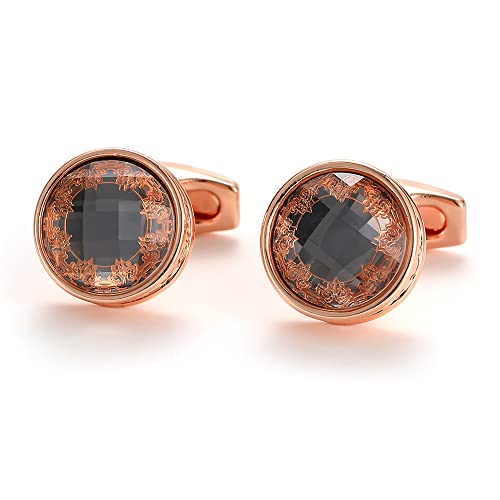WIPPWER Jewelry Cufflinks Men's Shirt Cufflinks Pattern Rose Gold Round Shirt Cuff Nail Buttons von WIPPWER