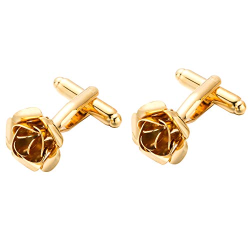 WIPPWER Jewelry Cufflinks Men's Shirt Cufflinks Premium French Shirt Cufflinks Rose Cuff Nails Gold Flower Cuff Buttons von WIPPWER