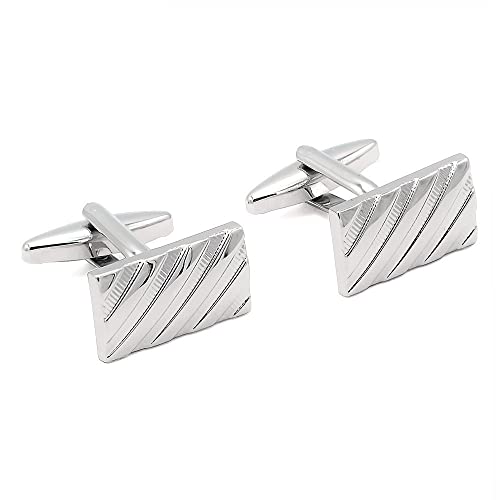 WIPPWER Jewelry Cufflinks Men's Shirt Cufflinks Silver Twill Solid Metal Cufflinks Men's Business French Cufflinks von WIPPWER