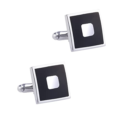 WIPPWER Jewelry Cufflinks Men's Shirt Cufflinks Square Black Enamel Drip Paint Cufflinks for Business French Shirt Cufflinks von WIPPWER