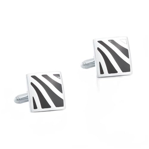 WIPPWER Jewelry Cufflinks Men's Shirt Cufflinks Square Black Twill Enamel Baking Varnish Metal Cufflinks for Men French Cufflinks von WIPPWER