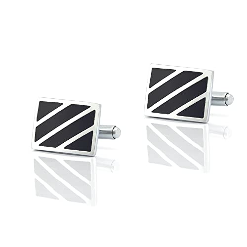 WIPPWER Jewelry Cufflinks Men's Shirt Cufflinks Square Diagonal Stripe Enamel Paint Metal Cufflinks Men's French Cufflinks von WIPPWER